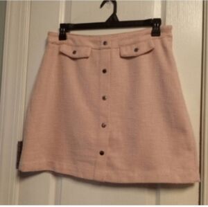 Marc New York Textured Pink Mini Skirt NWT Women's 12 Gossamer Pink Gold Buttons